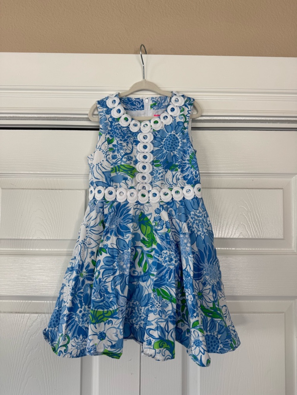 Lilly Pulitzer blue floral girls dress sleeveless fit flare 6
